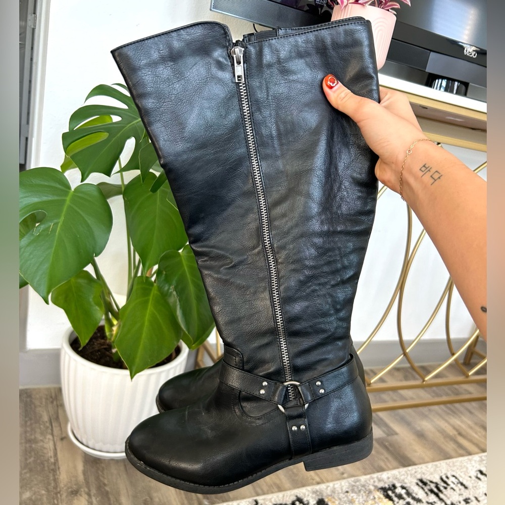 Torrid Black Leather Boots with Buckle